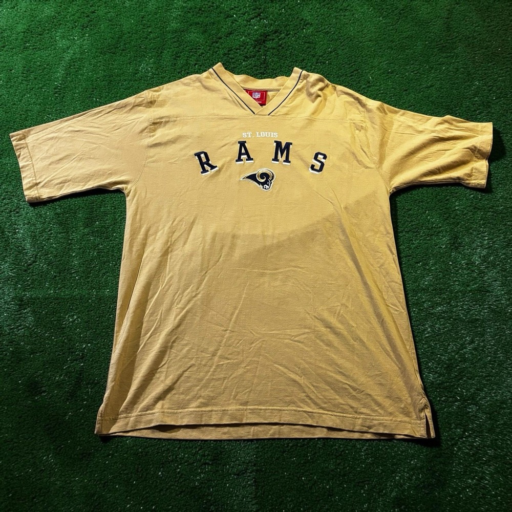 Vintage St Louis Rams Shirt Men's Large Gold Embroidered V-Neck VF Imagewear NFL